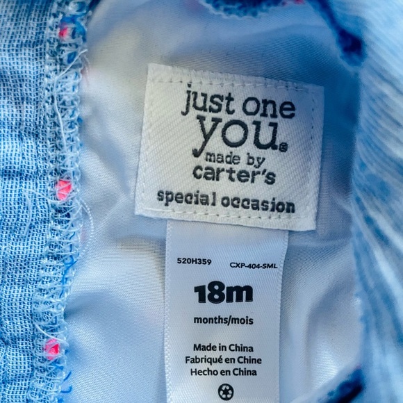 Beautiful blue dress size 18M by “just one you” by carters plus a NWOT headband - Picture 2 of 7